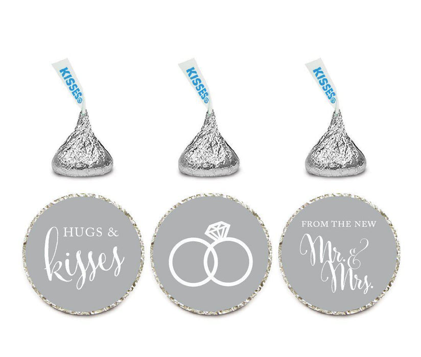 Hugs & Kisses from the New Mr. & Mrs. Hershey's Kisses Stickers-Set of 216-Andaz Press-Gray-
