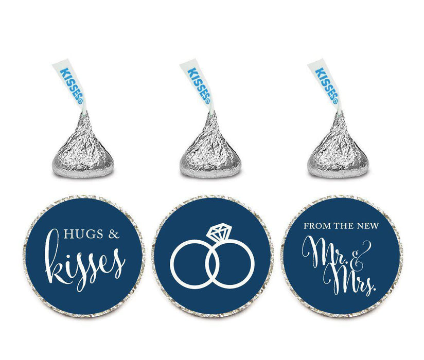 Hugs & Kisses from the New Mr. & Mrs. Hershey's Kisses Stickers-Set of 216-Andaz Press-Navy Blue-