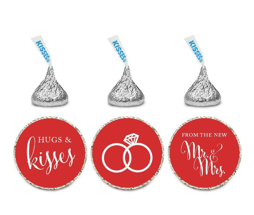 Hugs & Kisses from the New Mr. & Mrs. Hershey's Kisses Stickers-Set of 216-Andaz Press-Red-