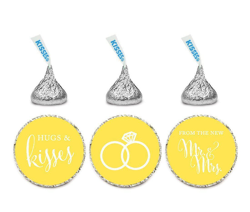 Hugs & Kisses from the New Mr. & Mrs. Hershey's Kisses Stickers-Set of 216-Andaz Press-Yellow-