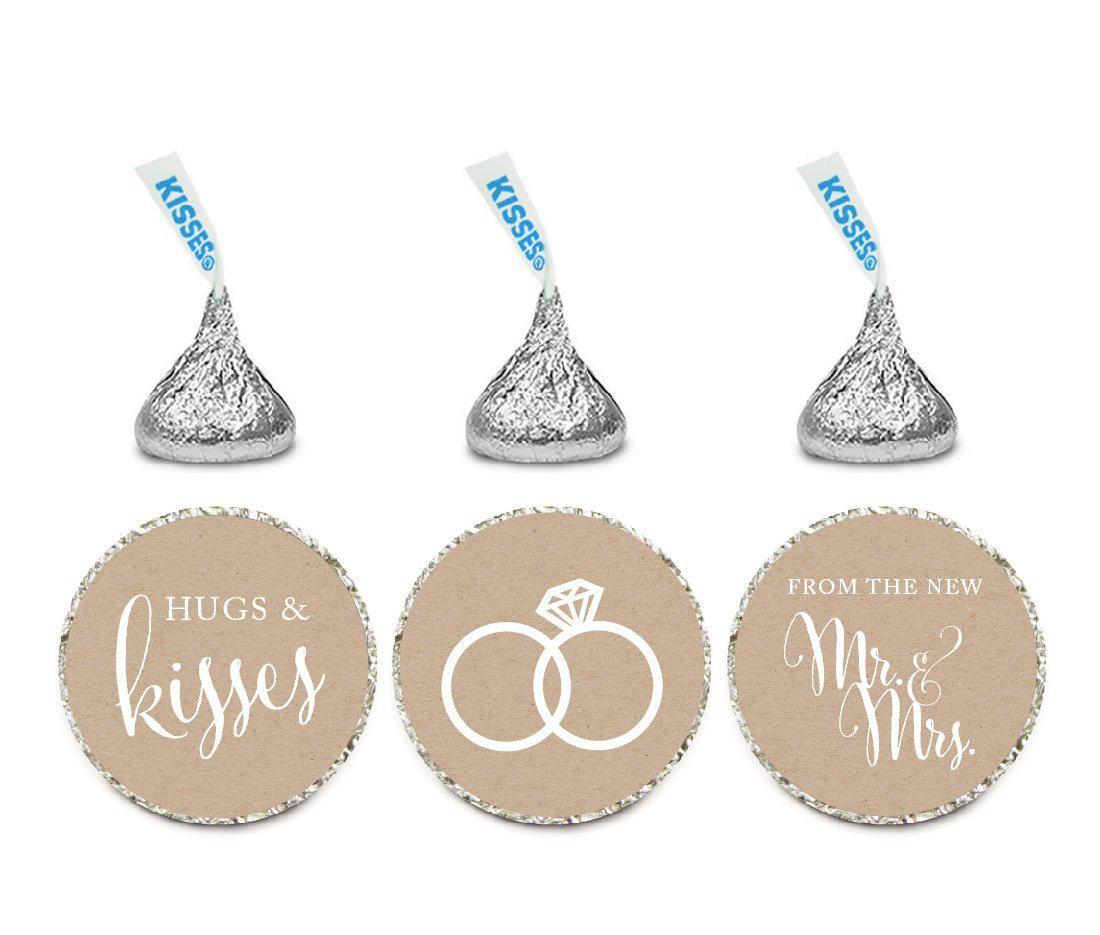 Hugs & Kisses from the New Mr. & Mrs. Kraft Brown Hershey's Kisses Stickers-Set of 216-Andaz Press-