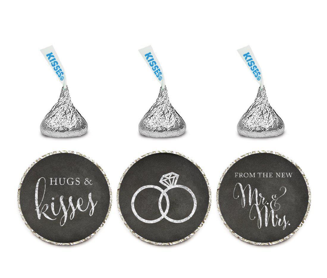 Hugs & Kisses from the New Mr. & Mrs. Vintage Chalkboard Hershey's Kisses Stickers-Set of 216-Andaz Press-