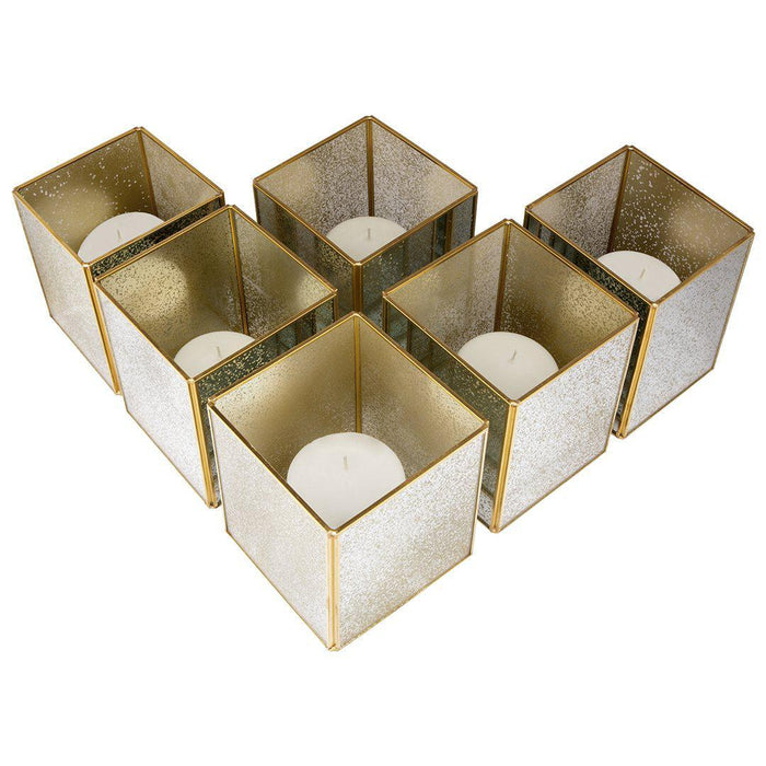 Hurricane Candle Holder Pack, Set of 6-Set of 6-Koyal Wholesale-Gold-