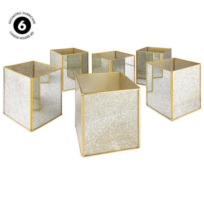 Hurricane Candle Holder Pack, Set of 6-Set of 6-Koyal Wholesale-Gold-