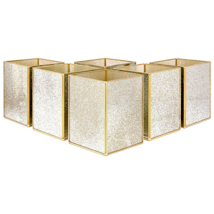 Hurricane Candle Holder Pack, Set of 6-Set of 6-Koyal Wholesale-Gold/Gold-