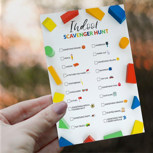 Indoor Scavenger Hunt Game Cards, Indoor Outdoor Activities for Children, Parties, Holiday Games-Set of 20-Andaz Press-Blocks-