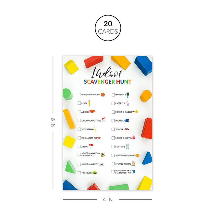 Indoor Scavenger Hunt Game Cards, Indoor Outdoor Activities for Children, Parties, Holiday Games-Set of 20-Andaz Press-Blocks-