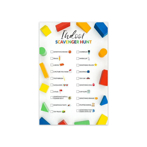 Indoor Scavenger Hunt Game Cards, Indoor Outdoor Activities for Children, Parties, Holiday Games-Set of 20-Andaz Press-Blocks-