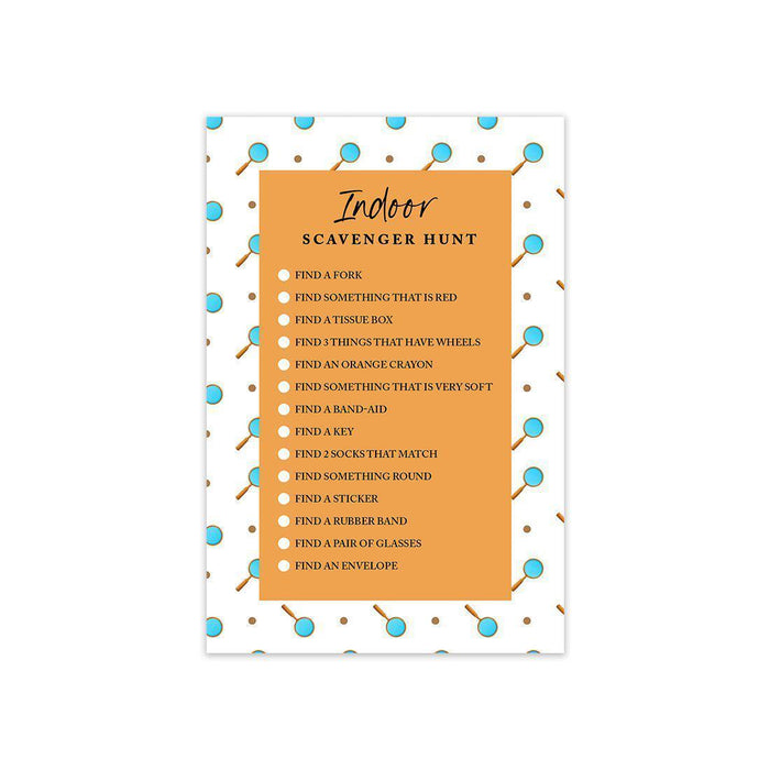 Indoor Scavenger Hunt Game Cards, Indoor Outdoor Activities for Children, Parties, Holiday Games-Set of 20-Andaz Press-Magnifying Glass Design-
