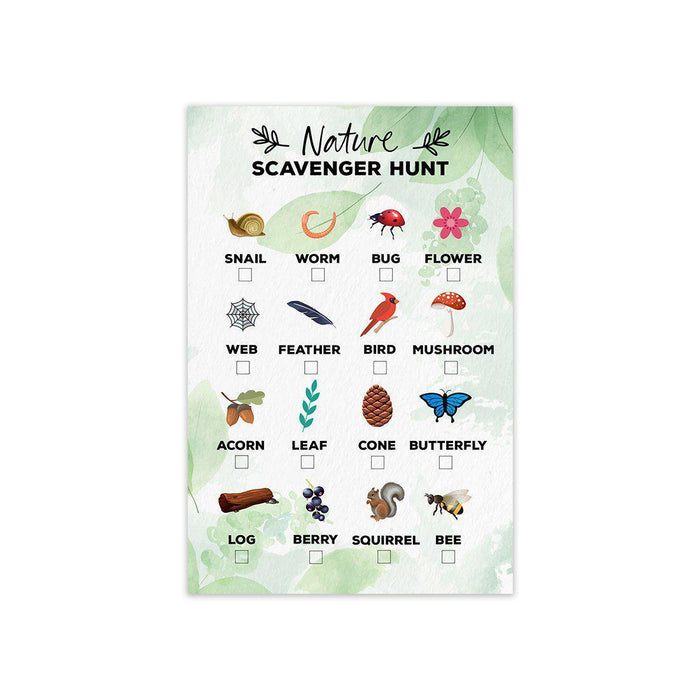 Indoor Scavenger Hunt Game Cards, Indoor Outdoor Activities for Children, Parties, Holiday Games-Set of 20-Andaz Press-Nature Design-