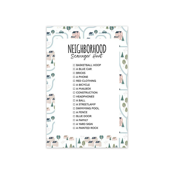 Indoor Scavenger Hunt Game Cards, Indoor Outdoor Activities for Children, Parties, Holiday Games-Set of 20-Andaz Press-Neighborhood Design-