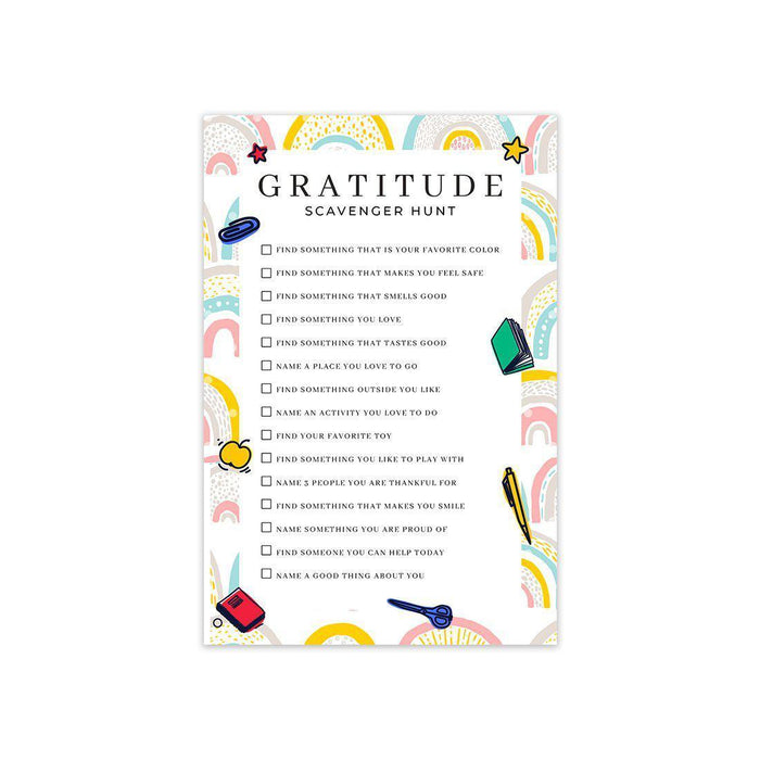 Indoor Scavenger Hunt Game Cards, Indoor Outdoor Activities for Children, Parties, Holiday Games-Set of 20-Andaz Press-Rainbow Design-