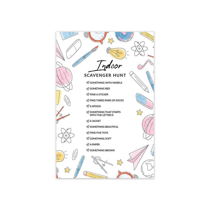 Indoor Scavenger Hunt Game Cards, Indoor Outdoor Activities for Children, Parties, Holiday Games-Set of 20-Andaz Press-Science Design-