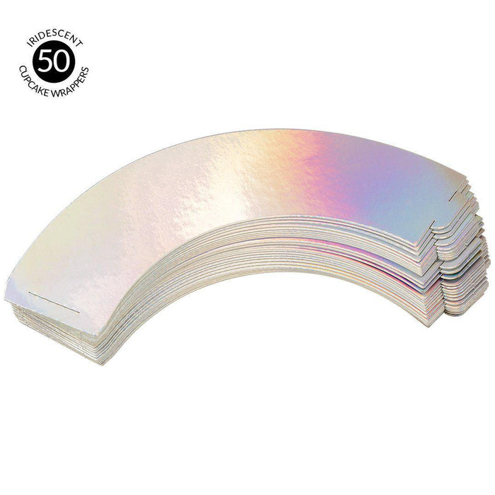 Iridescent Holographic Cupcake Wrappers-Set of 50-Andaz Press-Iridescent-