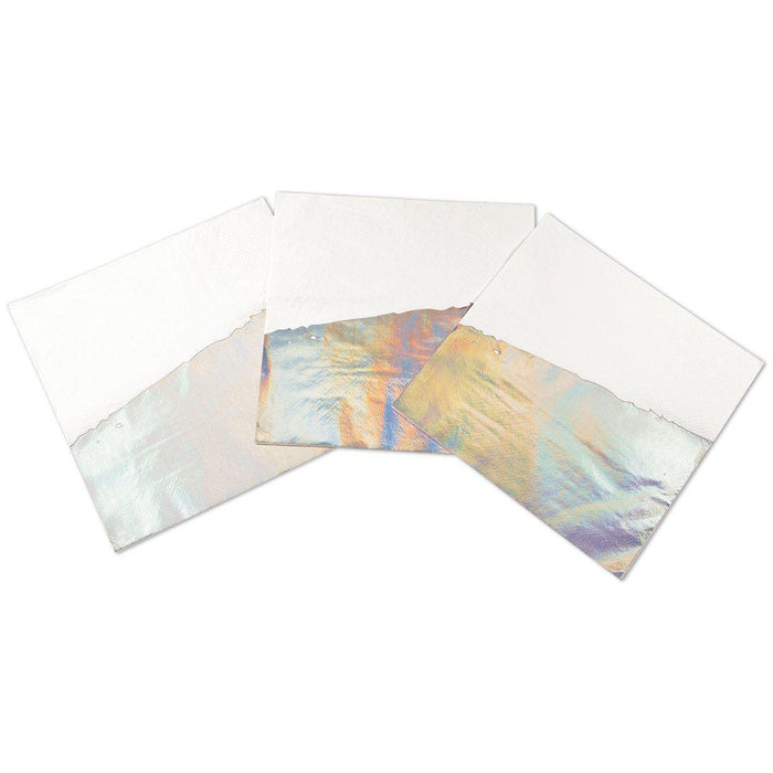 Iridescent Holographic Dipped Lunch Napkins-Set of 50-Andaz Press-Iridescent-