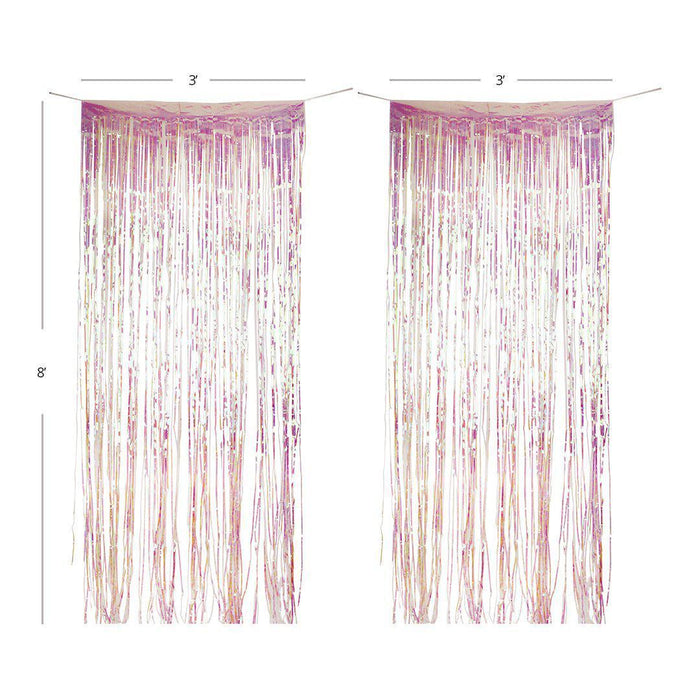 Iridescent Holographic Fringe Party Curtains-Set of 1-Andaz Press-Iridescent-