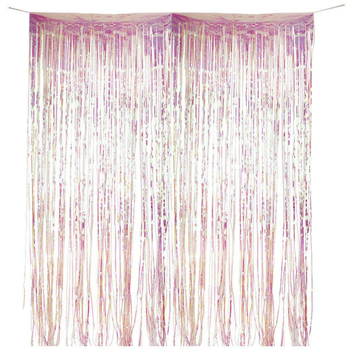 Iridescent Holographic Fringe Party Curtains-Set of 1-Andaz Press-Iridescent-