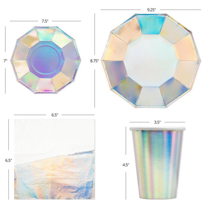 Iridescent Holographic Party Tableware Kit-Set of 50-Andaz Press-Iridescent-