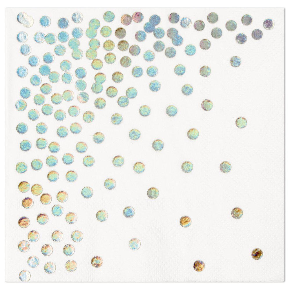 Iridescent Holographic Polka Dot Lunch Napkins-Set of 50-Andaz Press-Iridescent-