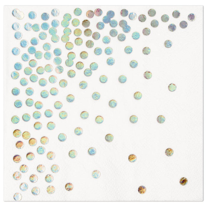 Iridescent Holographic Polka Dot Lunch Napkins-Set of 50-Andaz Press-Iridescent-