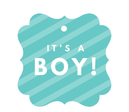 It's A Boy! Fancy Square Baby Shower Gift Tags-Set of 24-Andaz Press-Diamond Blue-