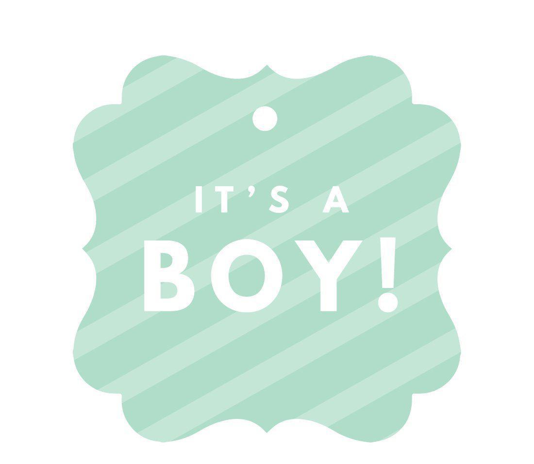 It's A Boy! Fancy Square Baby Shower Gift Tags-Set of 24-Andaz Press-Mint Green-
