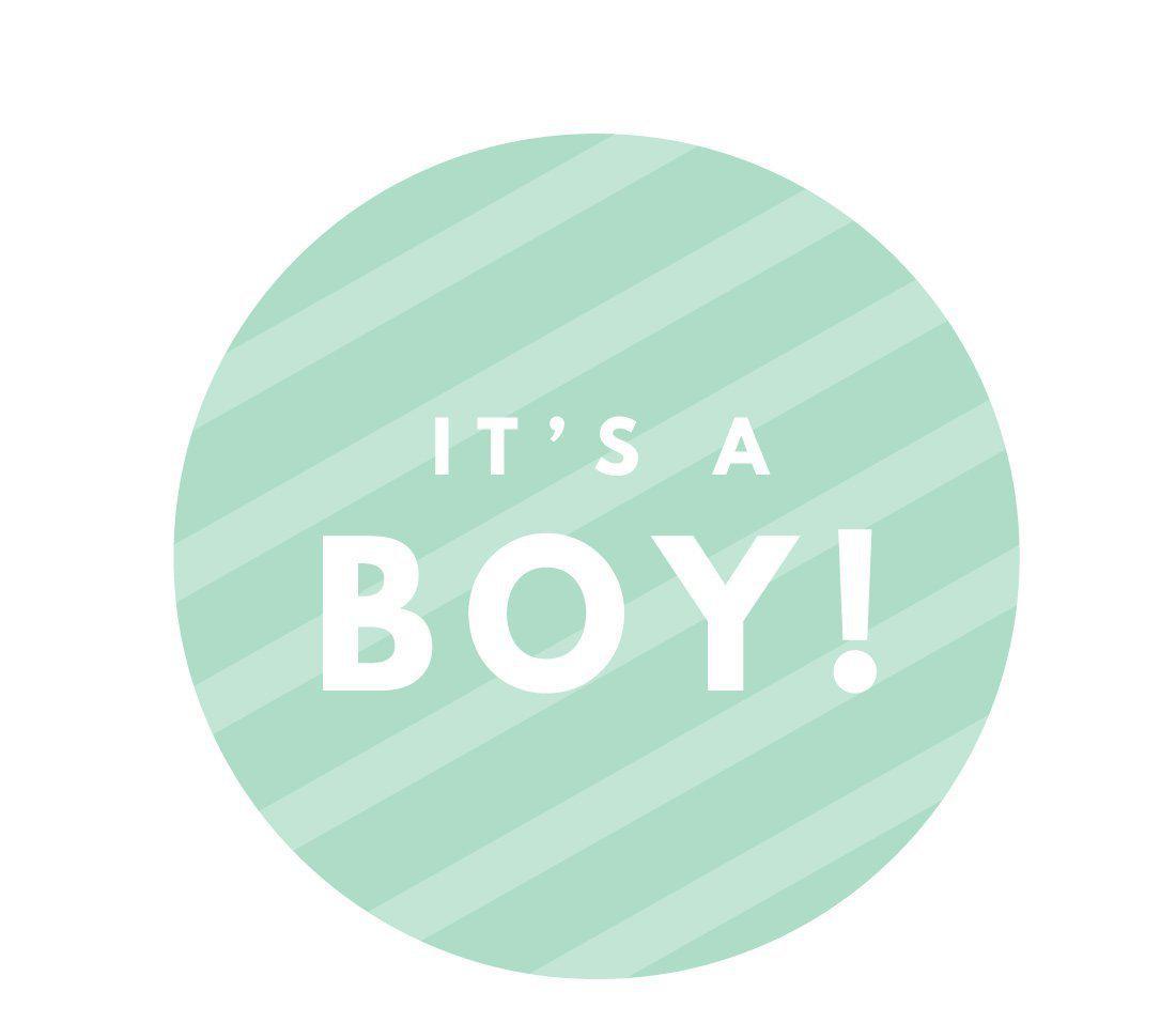 It's A Boy! Round Baby Shower Gift Label Stickers-Set of 40-Andaz Press-Mint Green-