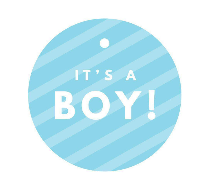 It's A Boy! Striped Circle Baby Shower Gift Tags-Set of 24-Andaz Press-Baby Blue-