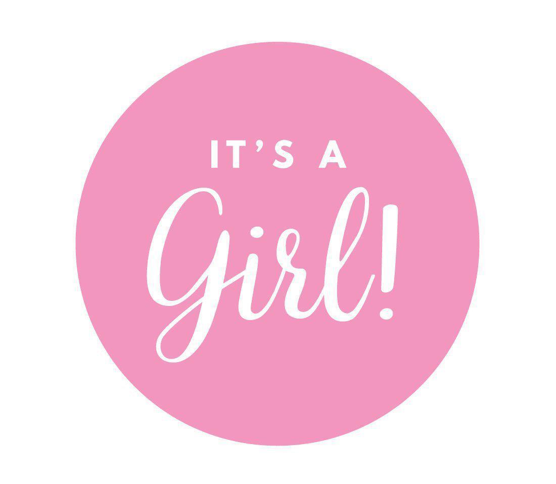It's A Girl! Round Baby Shower Gift Label Stickers-Set of 40-Andaz Press-Bubblegum Pink-