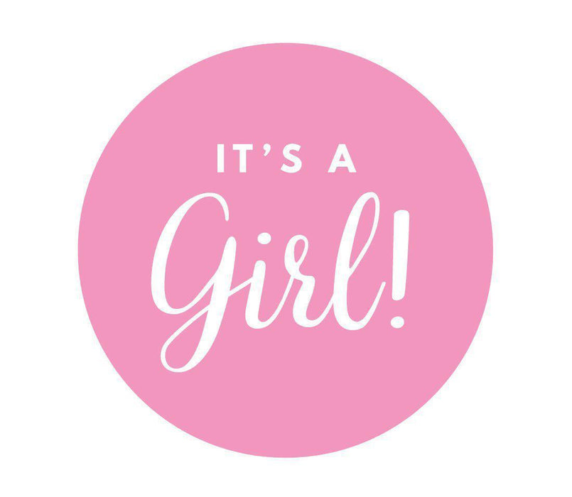 It's A Girl! Round Baby Shower Gift Label Stickers-Set of 40-Andaz Press-Bubblegum Pink-