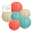 Ivory, Coral, Diamond Blue Hanging Paper Lanterns Decorative Kit-Set of 6-Andaz Press-
