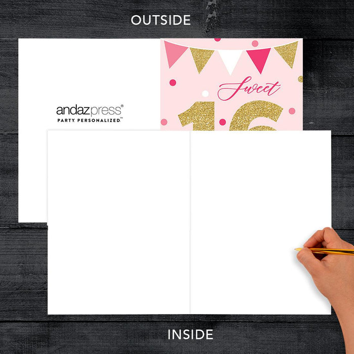 Jumbo Happy 16 Birthday Card with Envelope-Set of 1-Andaz Press-Sweet 16-