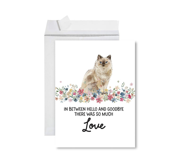 Jumbo Pet Sympathy Card with Envelope, Cat Grief Bereavement Card 8.5" x 11"-Set of 1-Andaz Press-American Shorthair Brown Tabby Cat-