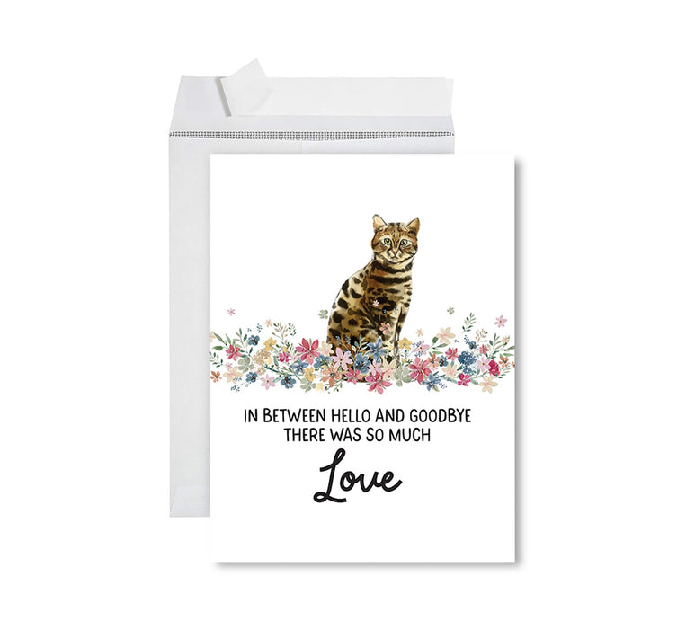 Jumbo Pet Sympathy Card with Envelope, Cat Grief Bereavement Card 8.5" x 11"-Set of 1-Andaz Press-American Shorthair Brown Tabby Cat-