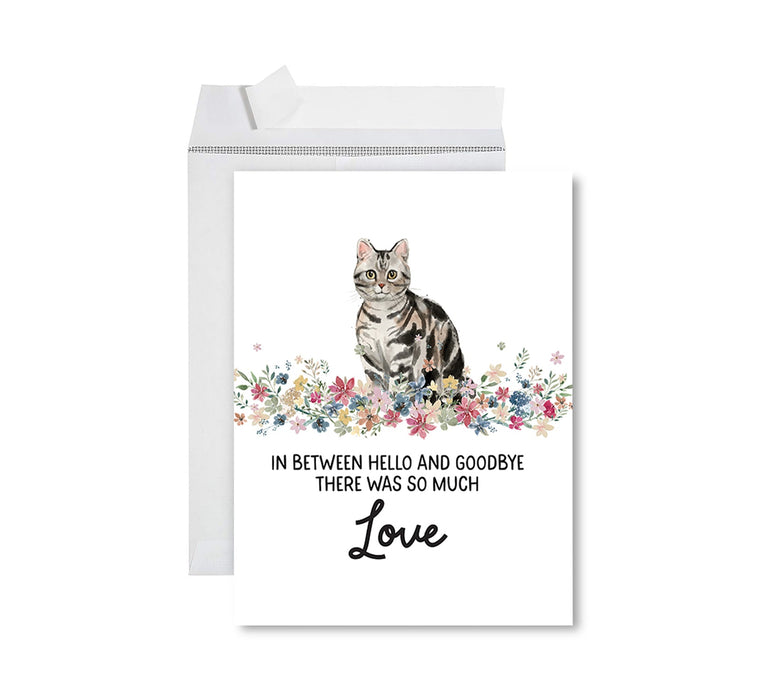 Jumbo Pet Sympathy Card with Envelope, Cat Grief Bereavement Card 8.5" x 11"-Set of 1-Andaz Press-American Shorthair Brown Tabby Cat-