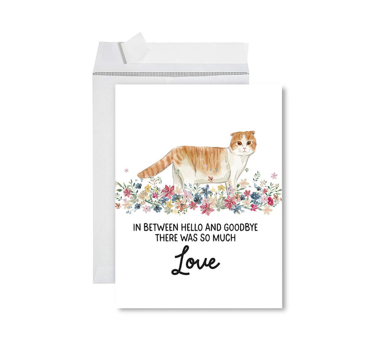 Jumbo Pet Sympathy Card with Envelope, Cat Grief Bereavement Card 8.5" x 11"-Set of 1-Andaz Press-American Shorthair Brown Tabby Cat-