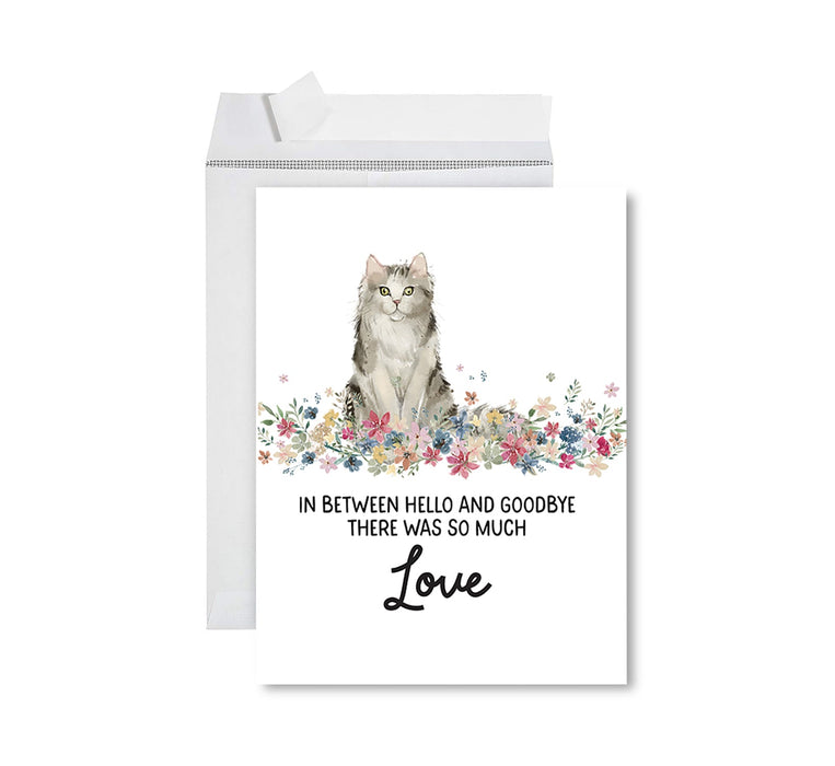 Jumbo Pet Sympathy Card with Envelope, Cat Grief Bereavement Card 8.5" x 11"-Set of 1-Andaz Press-American Shorthair Brown Tabby Cat-