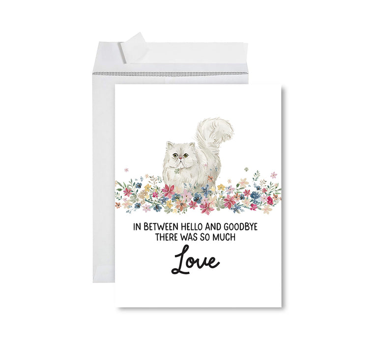 Jumbo Pet Sympathy Card with Envelope, Cat Grief Bereavement Card 8.5" x 11"-Set of 1-Andaz Press-American Shorthair Brown Tabby Cat-