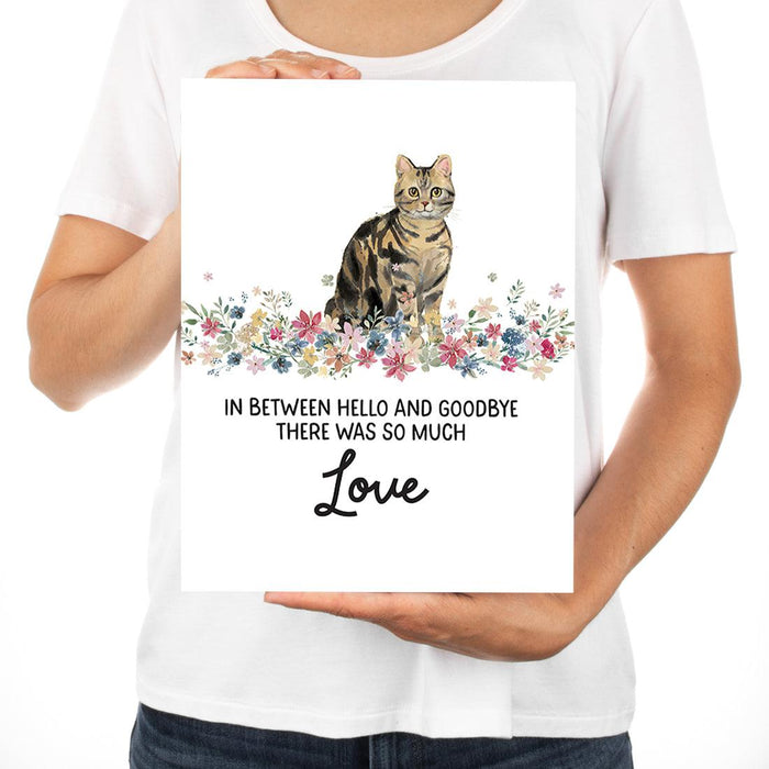 Jumbo Pet Sympathy Card with Envelope, Cat Grief Bereavement Card 8.5" x 11"-Set of 1-Andaz Press-American Shorthair Brown Tabby Cat-