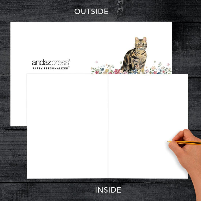 Jumbo Pet Sympathy Card with Envelope, Cat Grief Bereavement Card 8.5" x 11"-Set of 1-Andaz Press-American Shorthair Brown Tabby Cat-