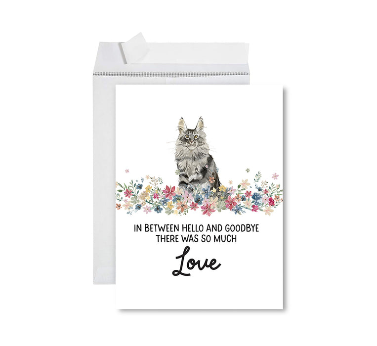 Jumbo Pet Sympathy Card with Envelope, Cat Grief Bereavement Card 8.5" x 11"-Set of 1-Andaz Press-American Shorthair Brown Tabby Cat-