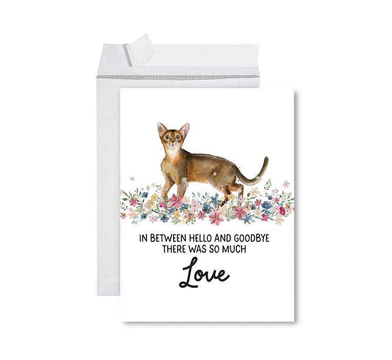 Jumbo Pet Sympathy Card with Envelope, Cat Grief Bereavement Card 8.5" x 11"-Set of 1-Andaz Press-Abyssinian Cat-