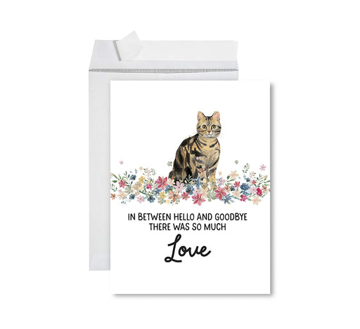 Jumbo Pet Sympathy Card with Envelope, Cat Grief Bereavement Card 8.5" x 11"-Set of 1-Andaz Press-American Shorthair Brown Tabby Cat-