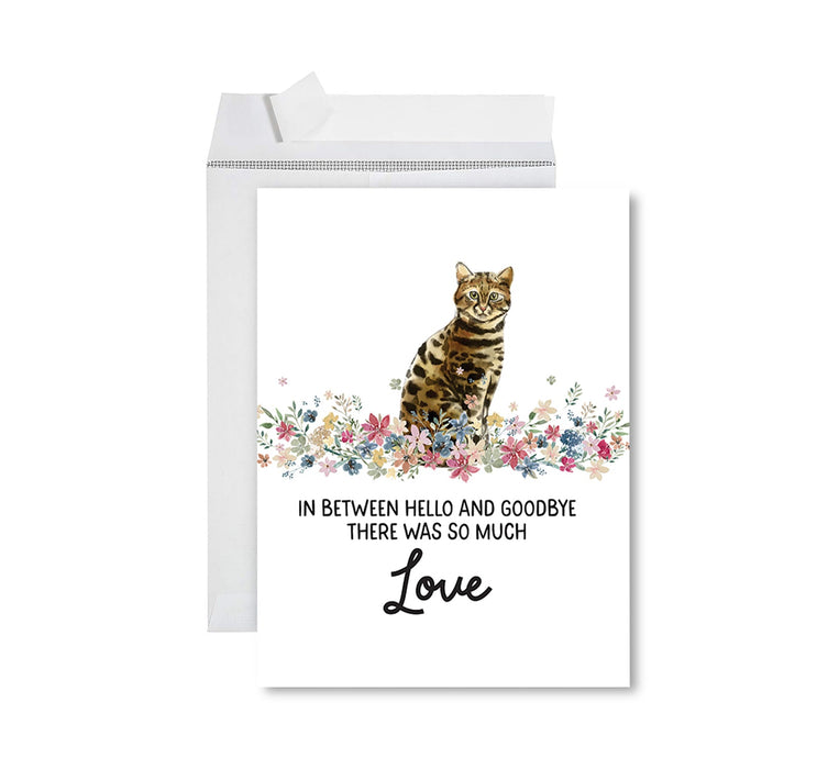 Jumbo Pet Sympathy Card with Envelope, Cat Grief Bereavement Card 8.5" x 11"-Set of 1-Andaz Press-Bengal Cat-