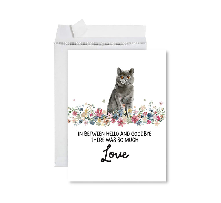 Jumbo Pet Sympathy Card with Envelope, Cat Grief Bereavement Card 8.5" x 11"-Set of 1-Andaz Press-British Shorthair Cat-