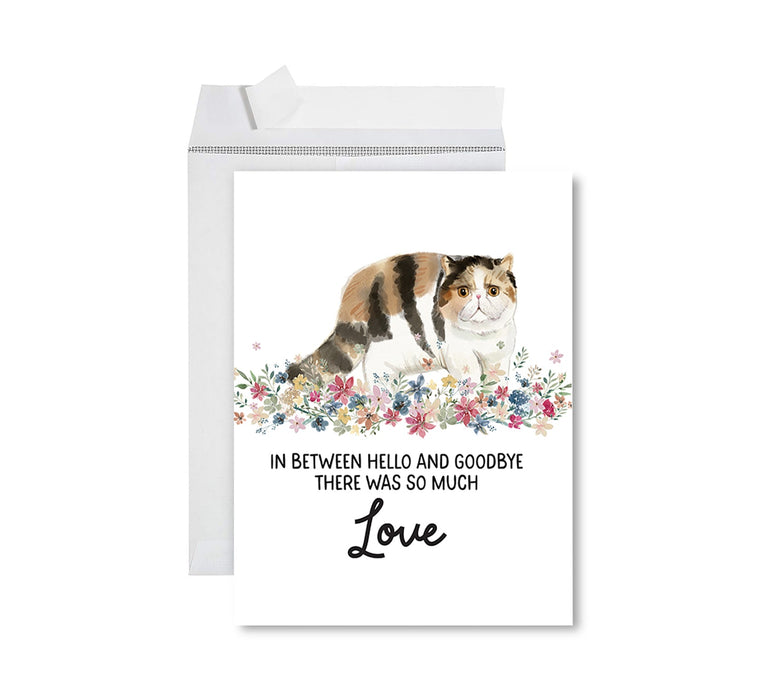 Jumbo Pet Sympathy Card with Envelope, Cat Grief Bereavement Card 8.5" x 11"-Set of 1-Andaz Press-Exotic Shorthair Cat-