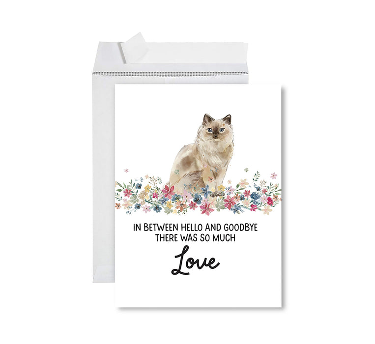 Jumbo Pet Sympathy Card with Envelope, Cat Grief Bereavement Card 8.5" x 11"-Set of 1-Andaz Press-Ragdoll Cat-