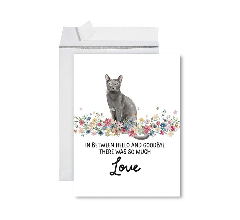 Jumbo Pet Sympathy Card with Envelope, Cat Grief Bereavement Card 8.5" x 11"-Set of 1-Andaz Press-Russian Blue Cat-