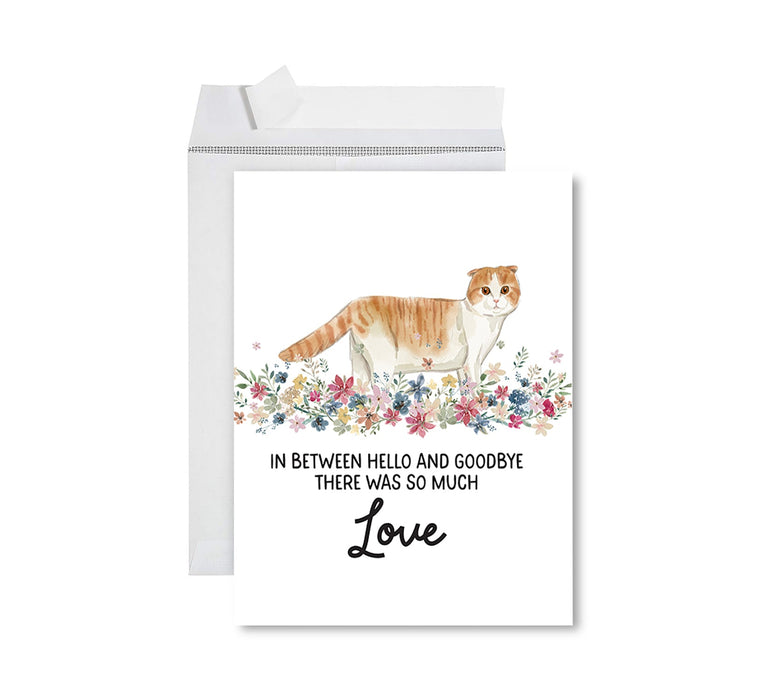 Jumbo Pet Sympathy Card with Envelope, Cat Grief Bereavement Card 8.5" x 11"-Set of 1-Andaz Press-Scottish Fold Cat-