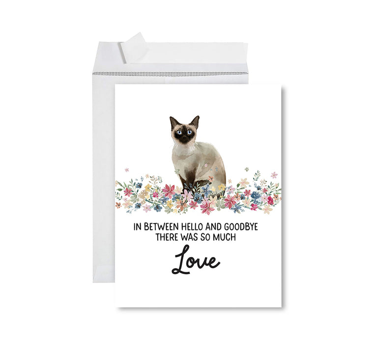 Jumbo Pet Sympathy Card with Envelope, Cat Grief Bereavement Card 8.5" x 11"-Set of 1-Andaz Press-Siamese Cat-